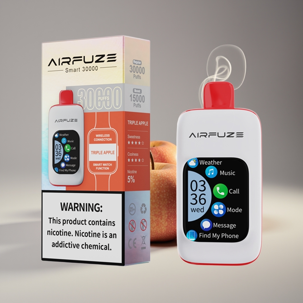 AirFuze Smart 30000 Puffs Engros Danmark Triple Æble Type-C Display