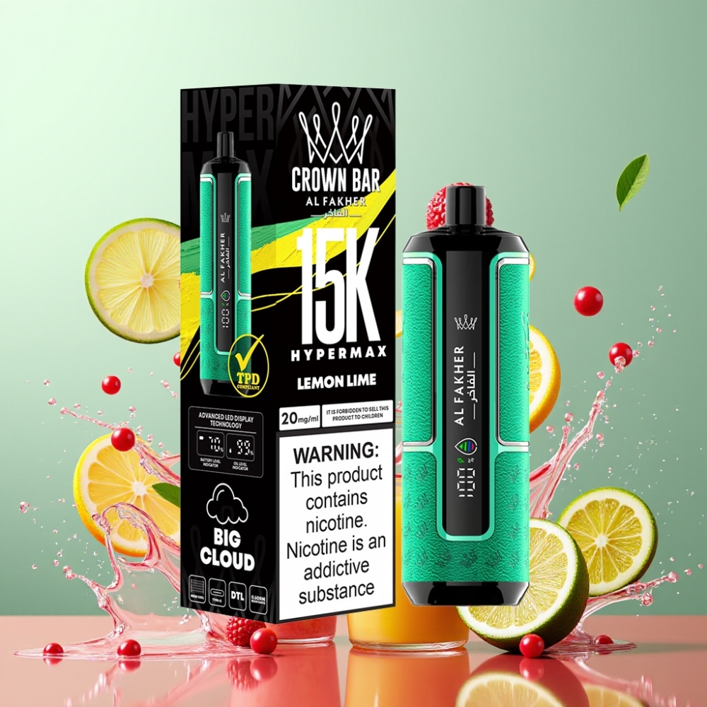 Al Fakher Crown Bar 15K Hypermax Citron Lime Engros Danmark 22ml DTL