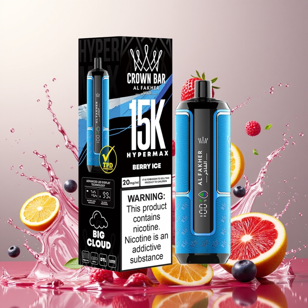Al Fakher Crown Bar 15K Hypermax Engros Danmark 22ml Bær Is