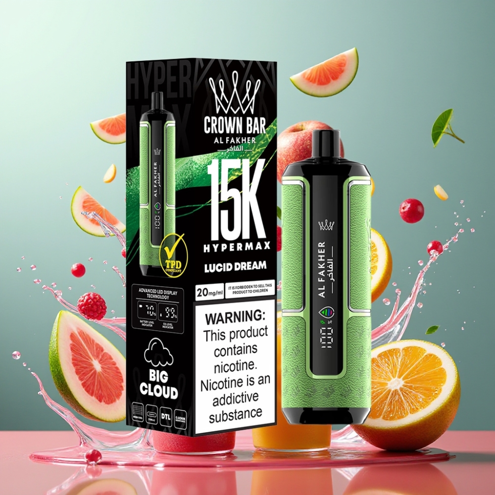 Al Fakher Crown Bar 15K Hypermax Engros Danmark 600mAh DTL Lucid Drøm