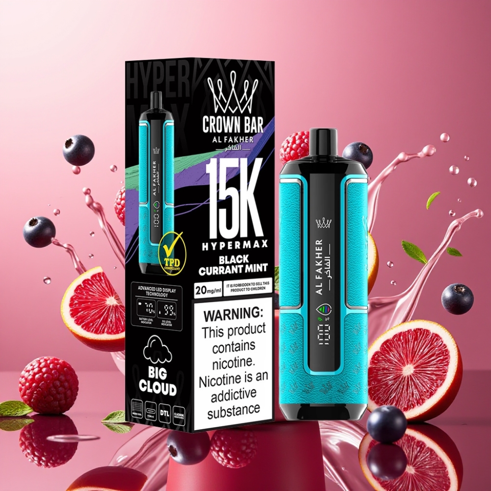 Al Fakher Crown Bar 15K Hypermax Engros Danmark Bær Mynte 22ml 15.000 Puff