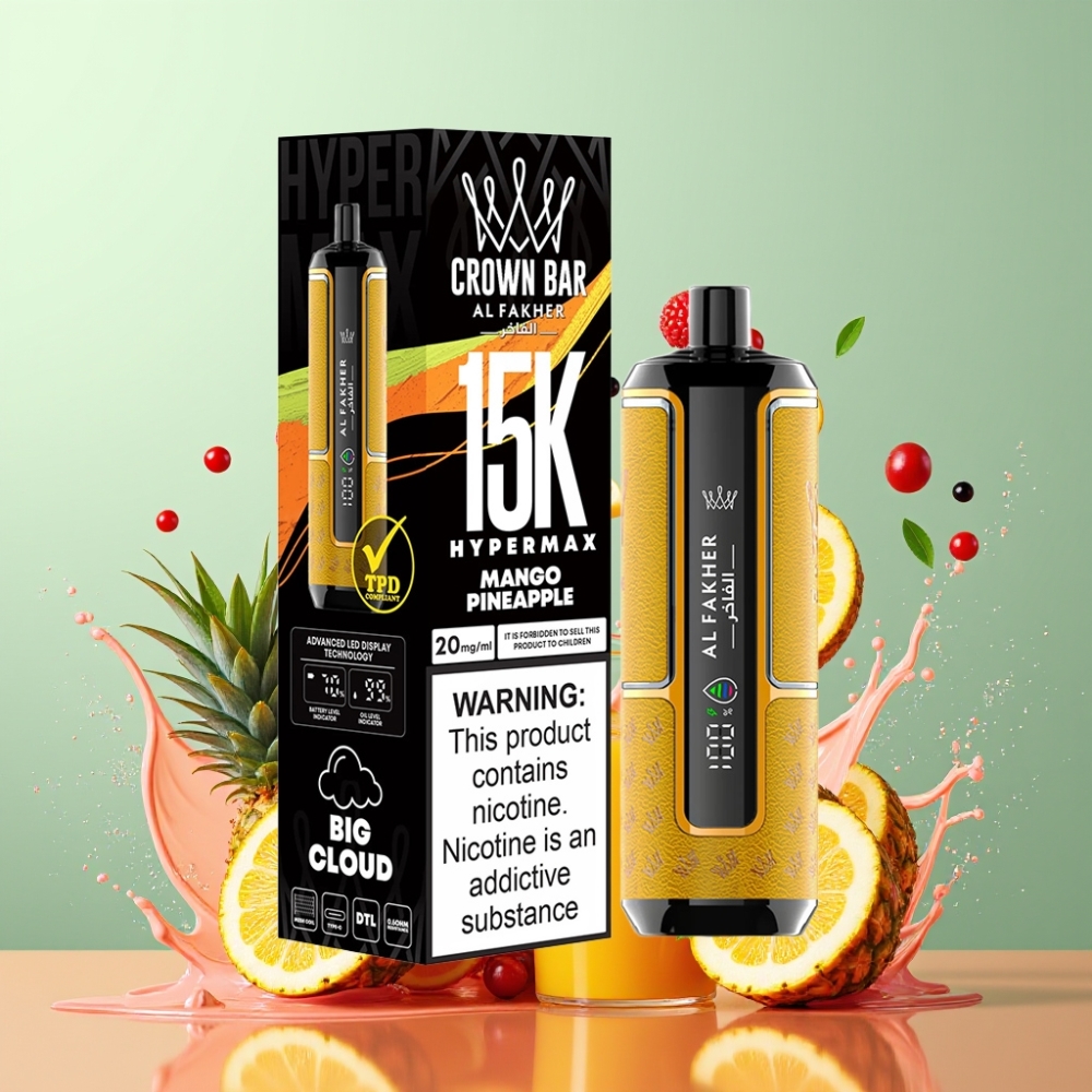 Al Fakher Crown Bar 15K Hypermax Engros Danmark Direkte-til-lunge Mango Ananas