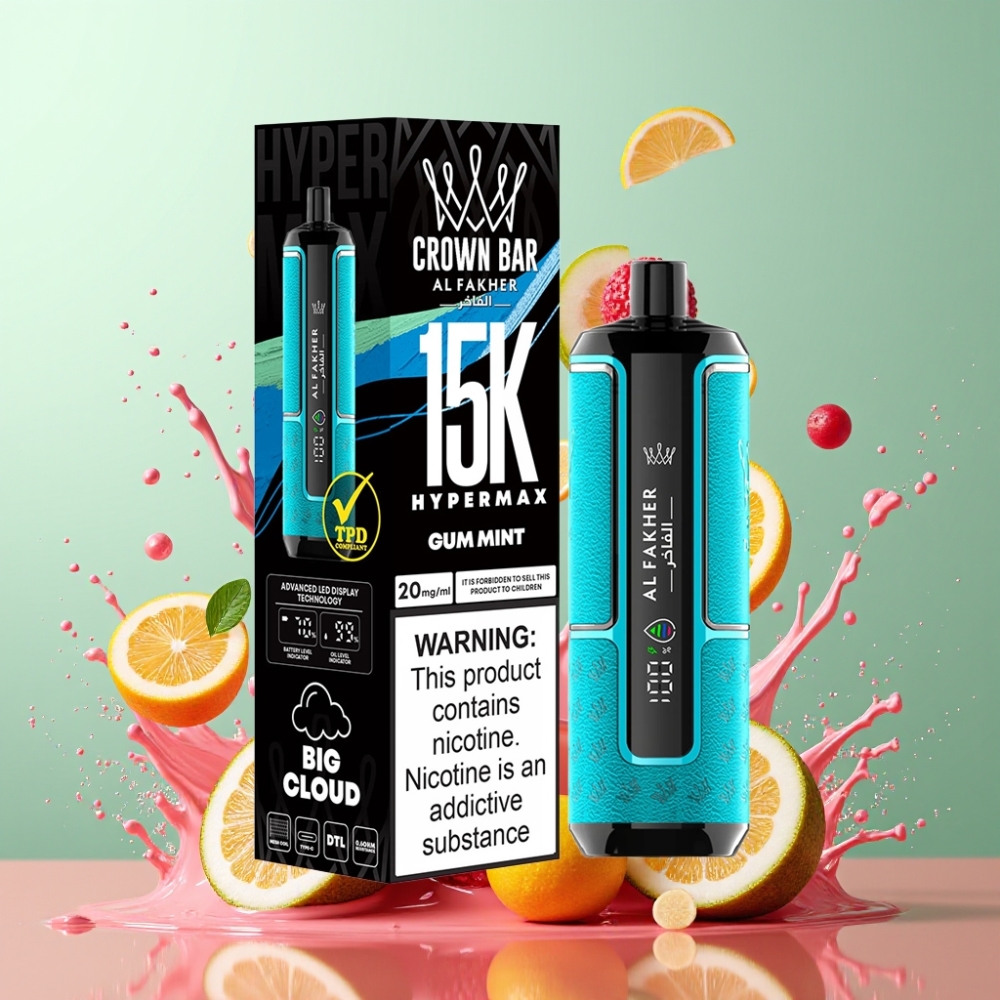 Al Fakher Crown Bar 15K Hypermax Engros Danmark Tygge Minte 22ml DTL
