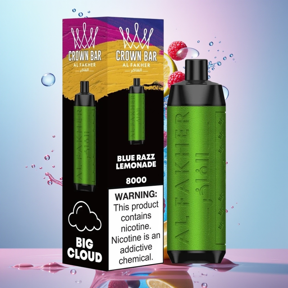 Al Fakher Crown Bar 8000 18ml Engros Danmark Blå Hindbær Lemonade