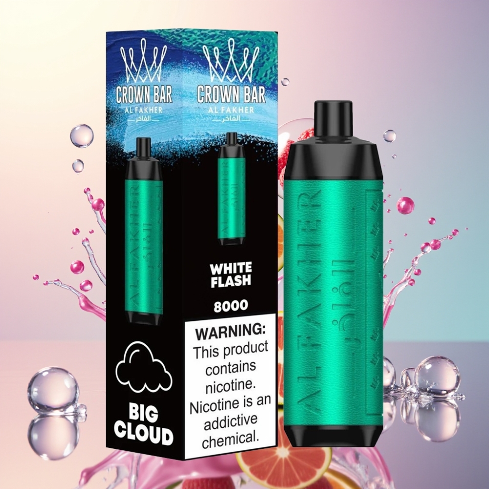Al Fakher Crown Bar 8000 Krystalt Engros Danmark Hvidt Lys 600mah