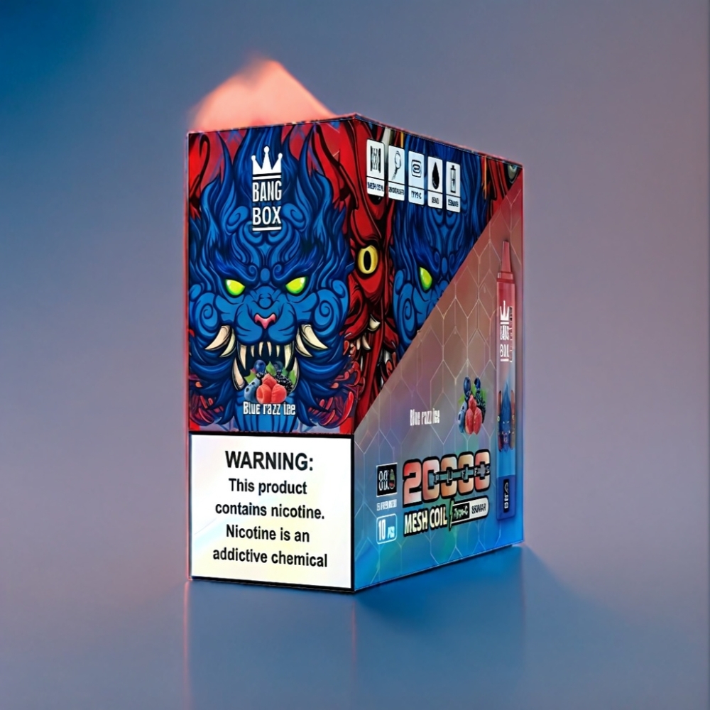Bang Box 20000 Puffs Blå Hindbær Is Engros Danmark Mesh Coil