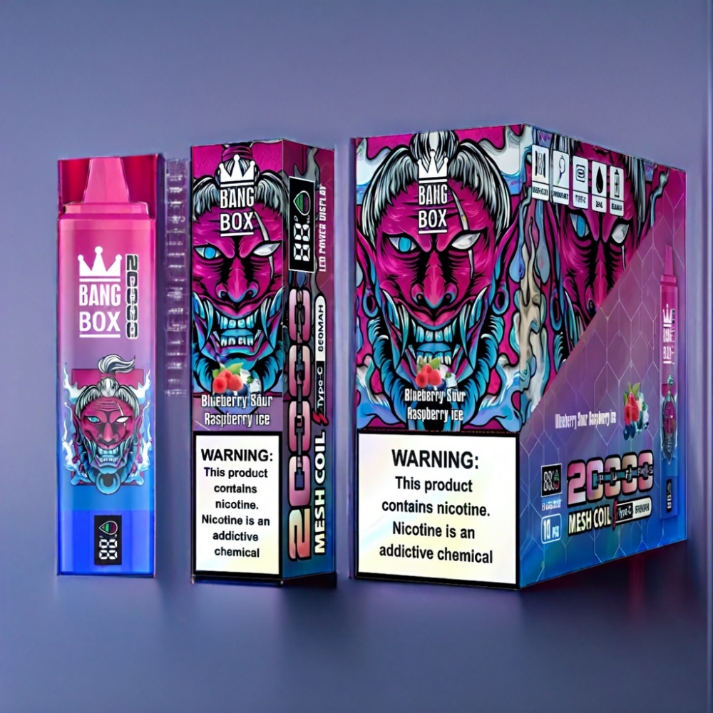 Bang Box 20000 Puffs Blåbær Sur Hindbær Is Engros Danmark 35ml