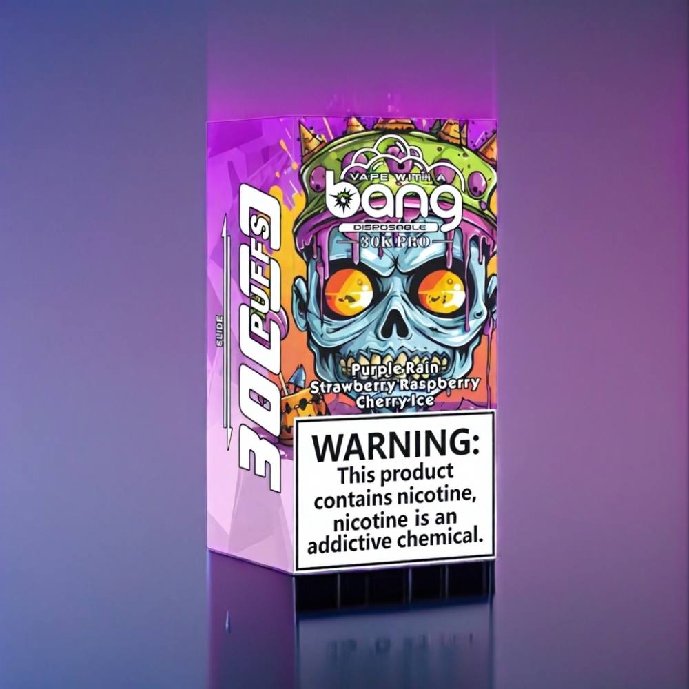 Bang 30K Pro 30000 Puffs Engros Danmark Dual-Smagsystem Lilla Regn & Jordbær Hindbær Kirsebær Is