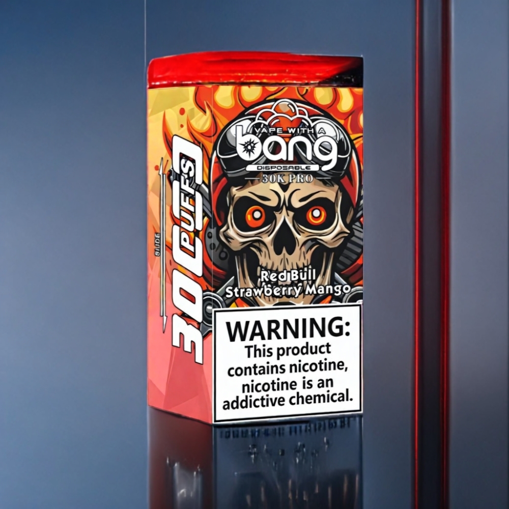 Bang 30K Pro 30000 Puffs Engros Danmark Dual-Smagsystem Rød Tyr & Jordbær Mango