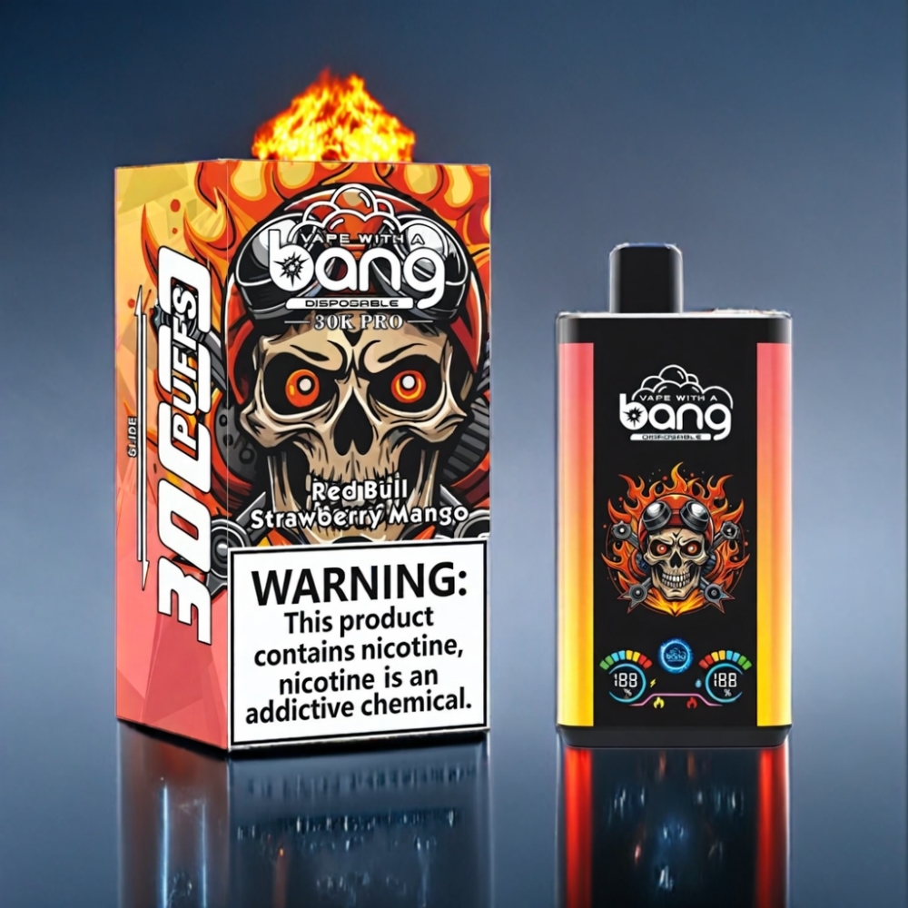 Bang 30K Pro 30000 Puffs Engros Danmark Dual-Smagsystem Rød Tyr & Jordbær Mango