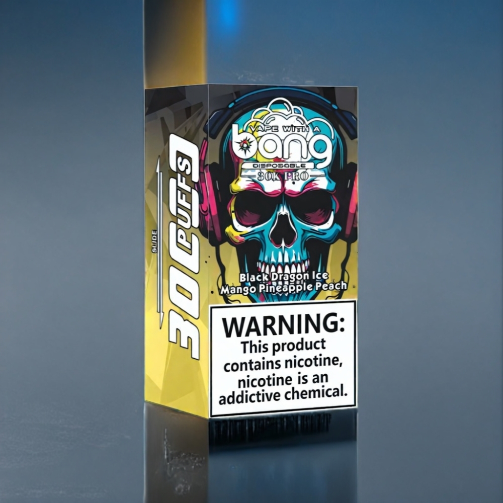 Bang 30K Pro 30000 Puffs Engros Danmark Sort Drage Is & Mango Ananas Fersken Dual-System
