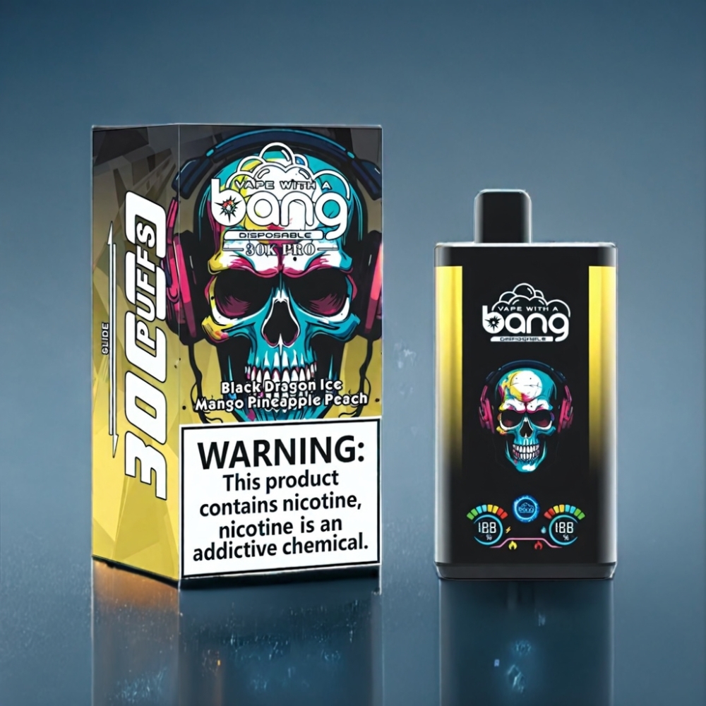 Bang 30K Pro 30000 Puffs Engros Danmark Sort Drage Is & Mango Ananas Fersken Dual-System