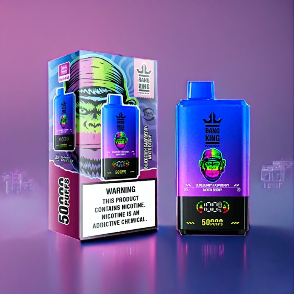 Bang King 50000 Engros Danmark Efterfyldningsbar Vape Blåbær Hindbær Blandet Bær 50ml