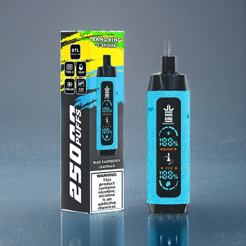 Bang King Shisha 25000 Puffs 30ml Blå Hindbær Lemon Engros Danmark