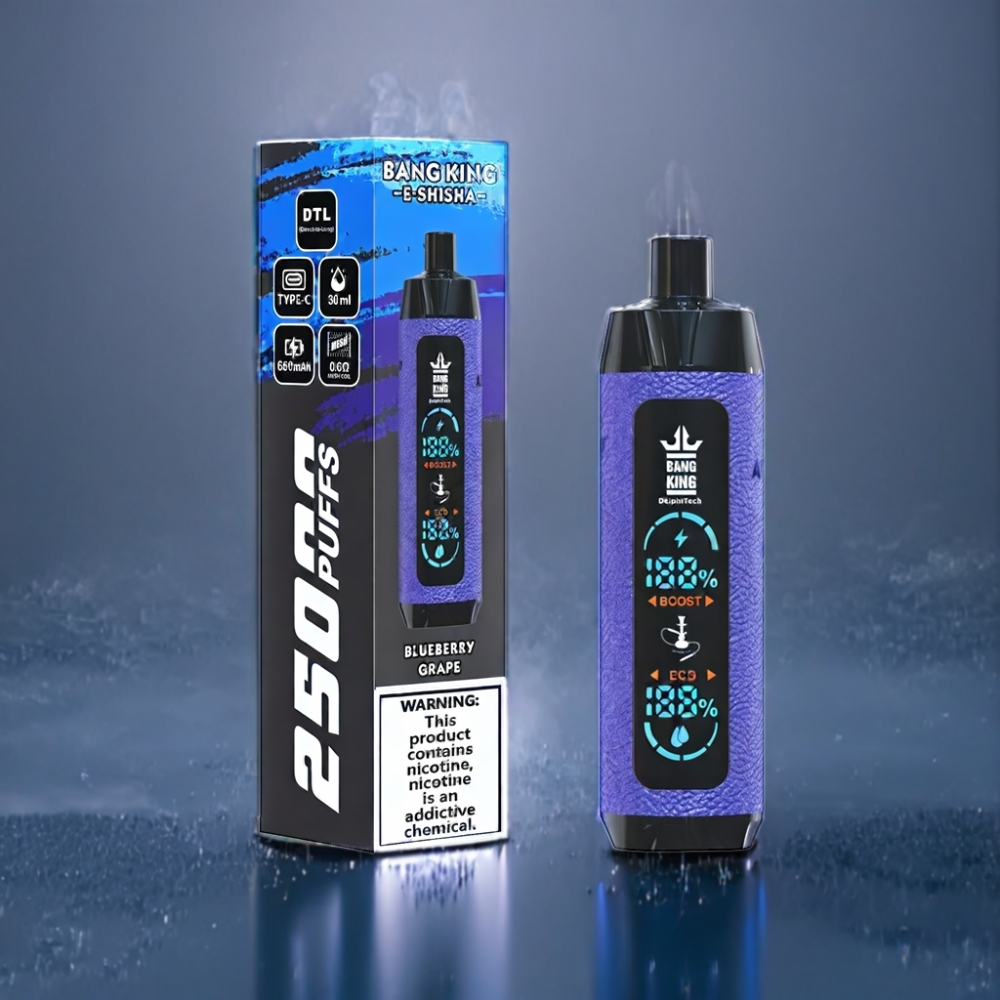 Bang King Shisha 25000 Puffs 30ml Blåbær Drue Engros Danmark