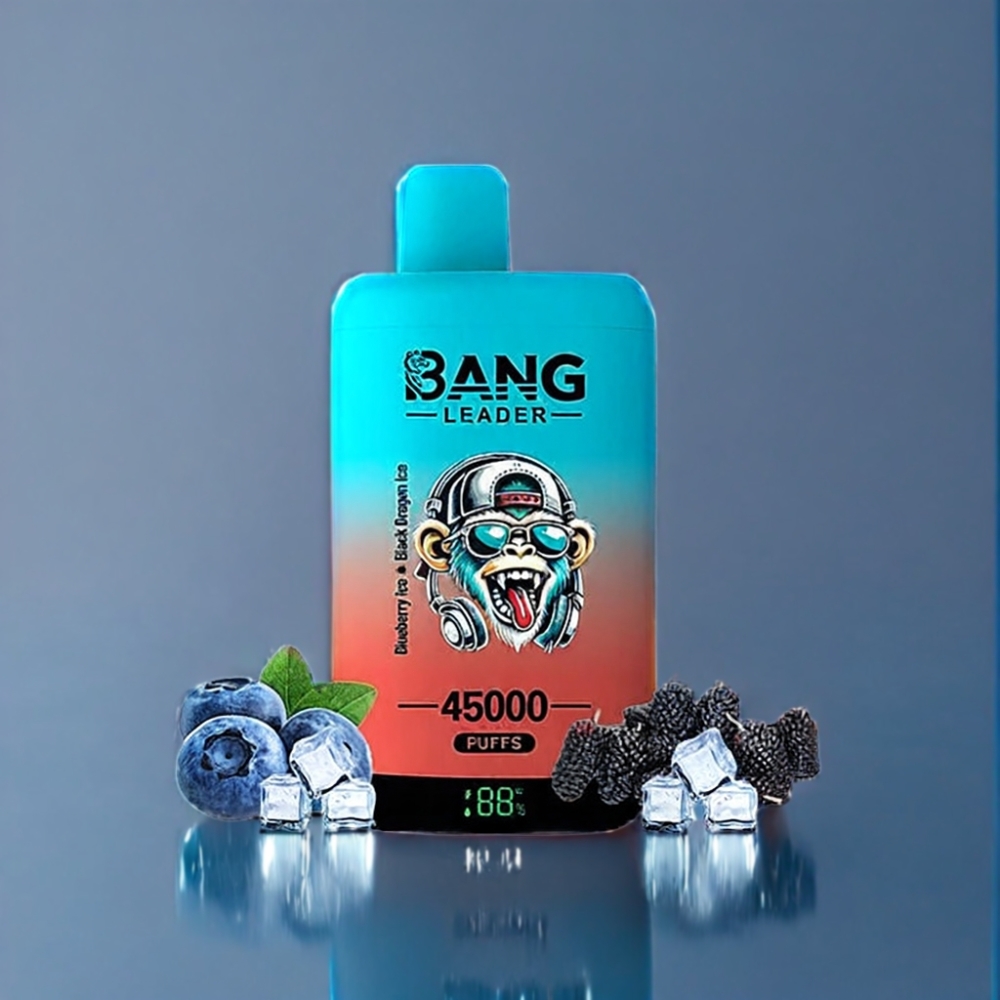 Bang Leader 45000 Puffs Engros Danmark Dual Blåbær Is Sort Drage Is