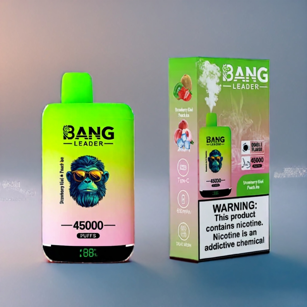 Bang Leader 45000 Puffs Engros Danmark Smart Skærm Jordbær Kiwi Fersken Is