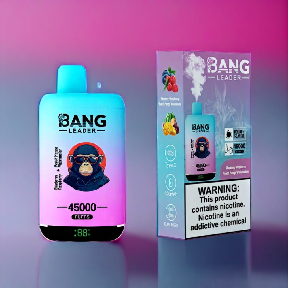 Bang Leader 45000 Puffs Smart Skærm Engros Danmark Blåbær Hindbær Fersken Mango Vandmelon