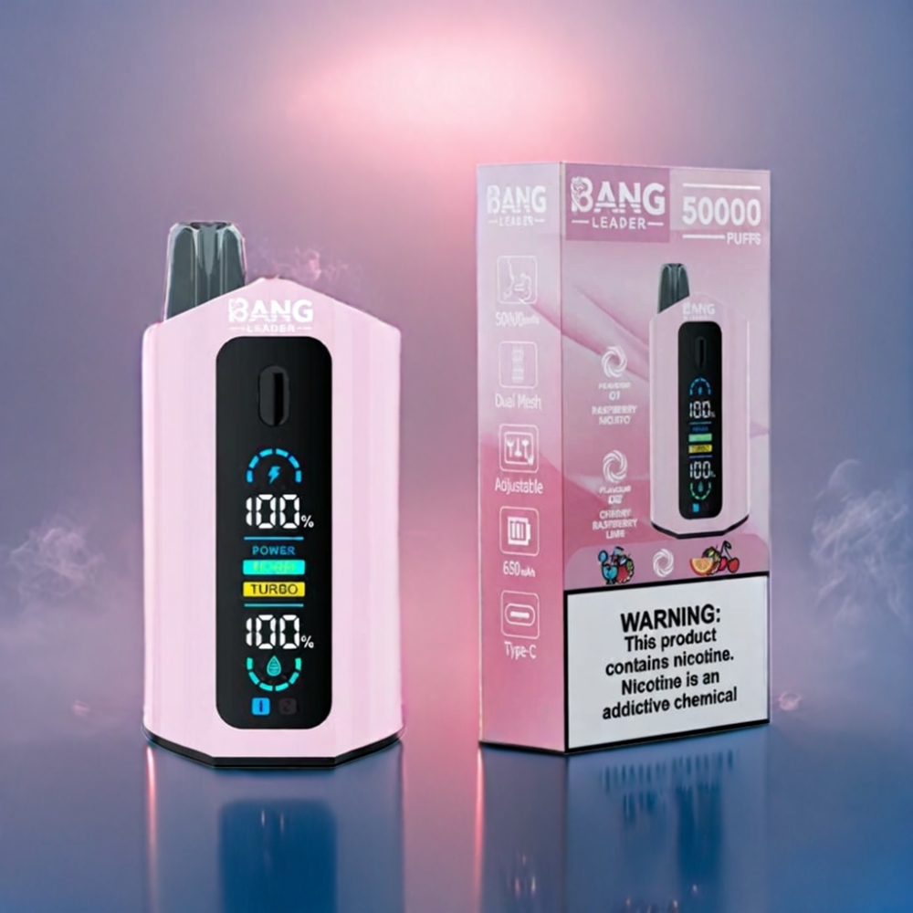 Bang Leader 50000 Puffs Engros Danmark Hindbær Mojito Kirsebær Hindbær Lime 2-i-1