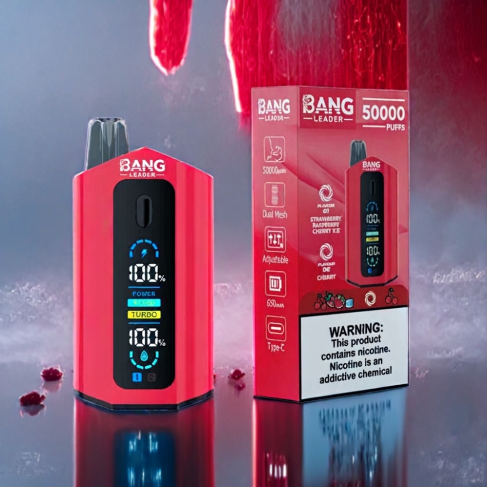 Bang Leader 50000 Puffs Engros Danmark Jordbær Hindbær Kirsebær Is Kirsebær 13400mAh