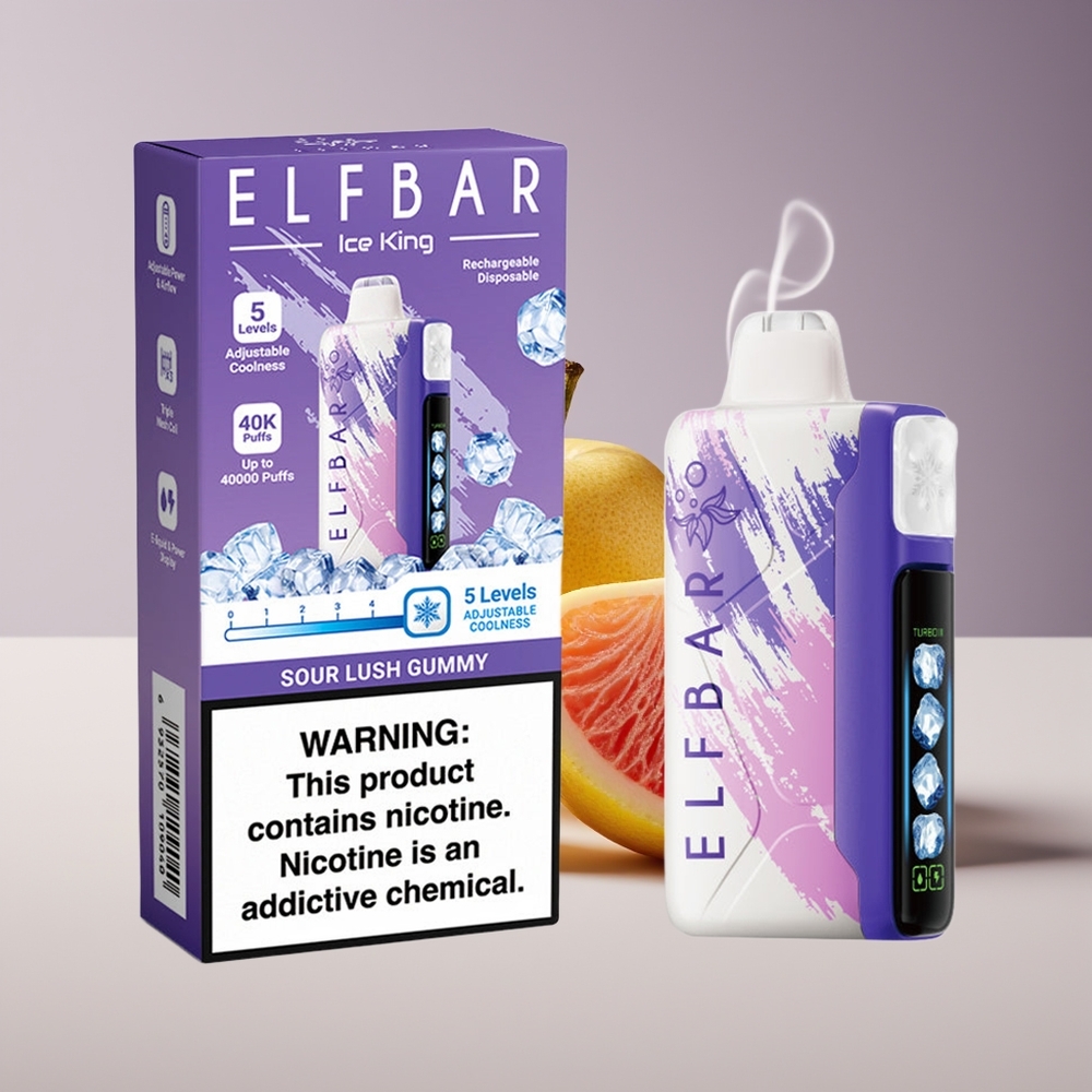 Elf Bar Ice King 40000 Puffs Engros Danmark Justerbar Køling Sur Lush Gummy