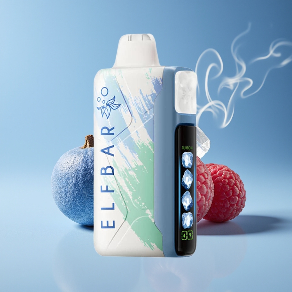 Elf Bar Ice King 40000 Puffs Genopladelig Vape Blå Hindbær Is Med LCD Display Engros Danmark