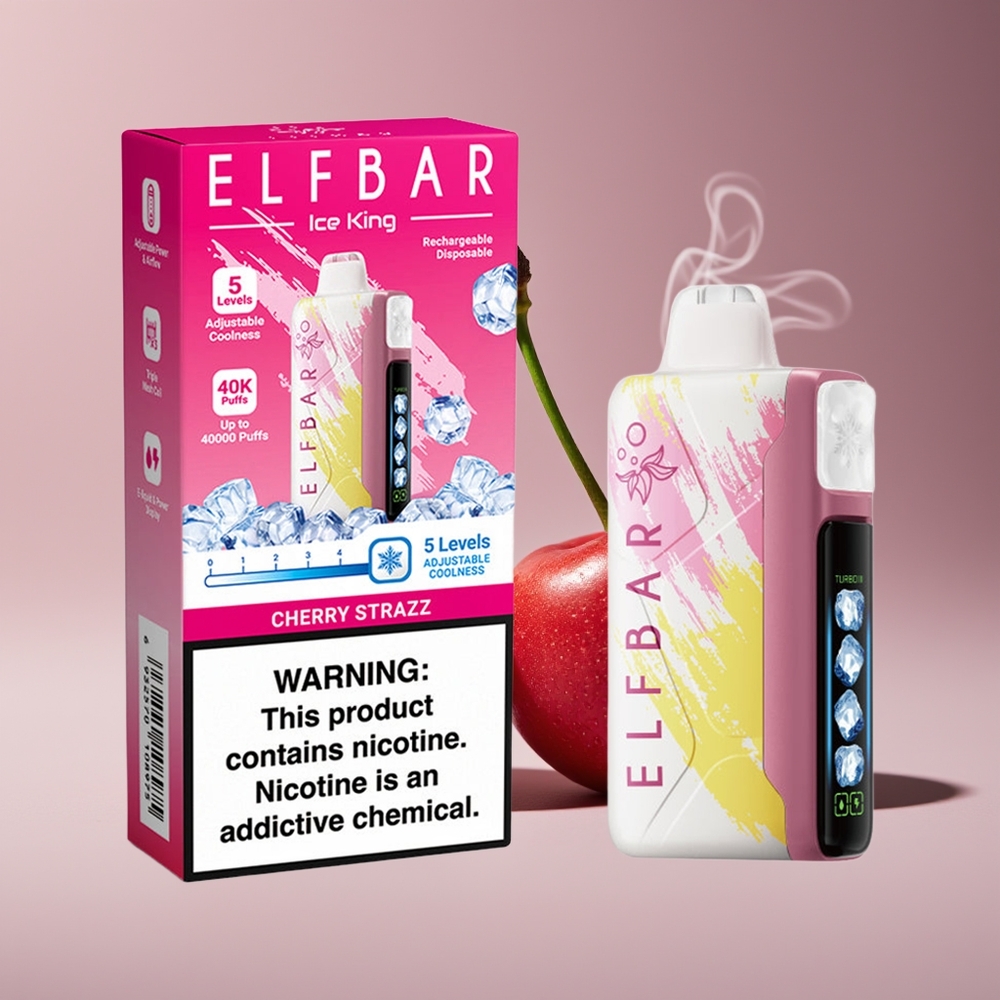 Elf Bar Ice King 40000 Puffs Justerbar Køling Cherry Strazz Engros Danmark