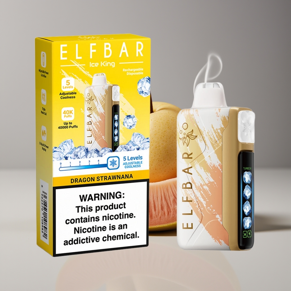 Elf Bar Ice King 40000 Puffs Justerbar Køling Dragon Jordbærbanan Engros Danmark