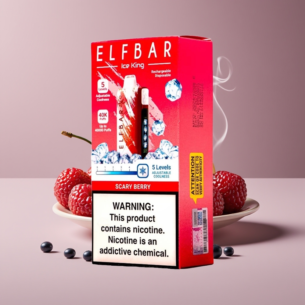 Elf Bar Ice King 40000 Puffs Justerbar Køling Engros Danmark Skræmmende Bær