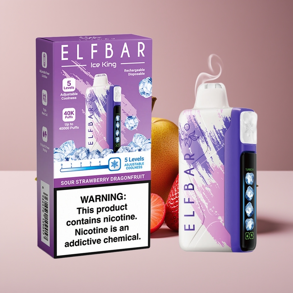 Elf Bar Ice King 40000 Puffs Justerbar Køling Engros Danmark Sur Jordbær Dragenfrugt