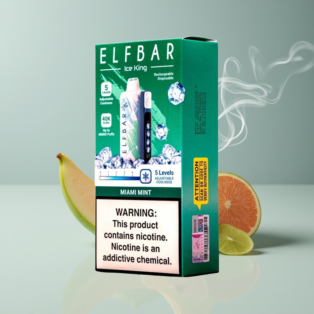 Elf Bar Ice King 40000 Puffs Justerbar Køling Miami Mynte Engros Danmark