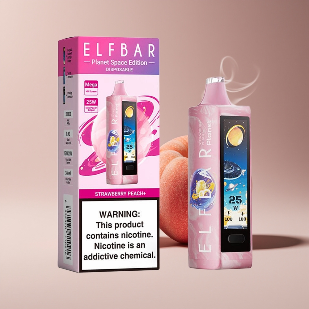 Elf Bar Planet 25000 Puffs Engros Danmark Mesh Jordbær Fersken+