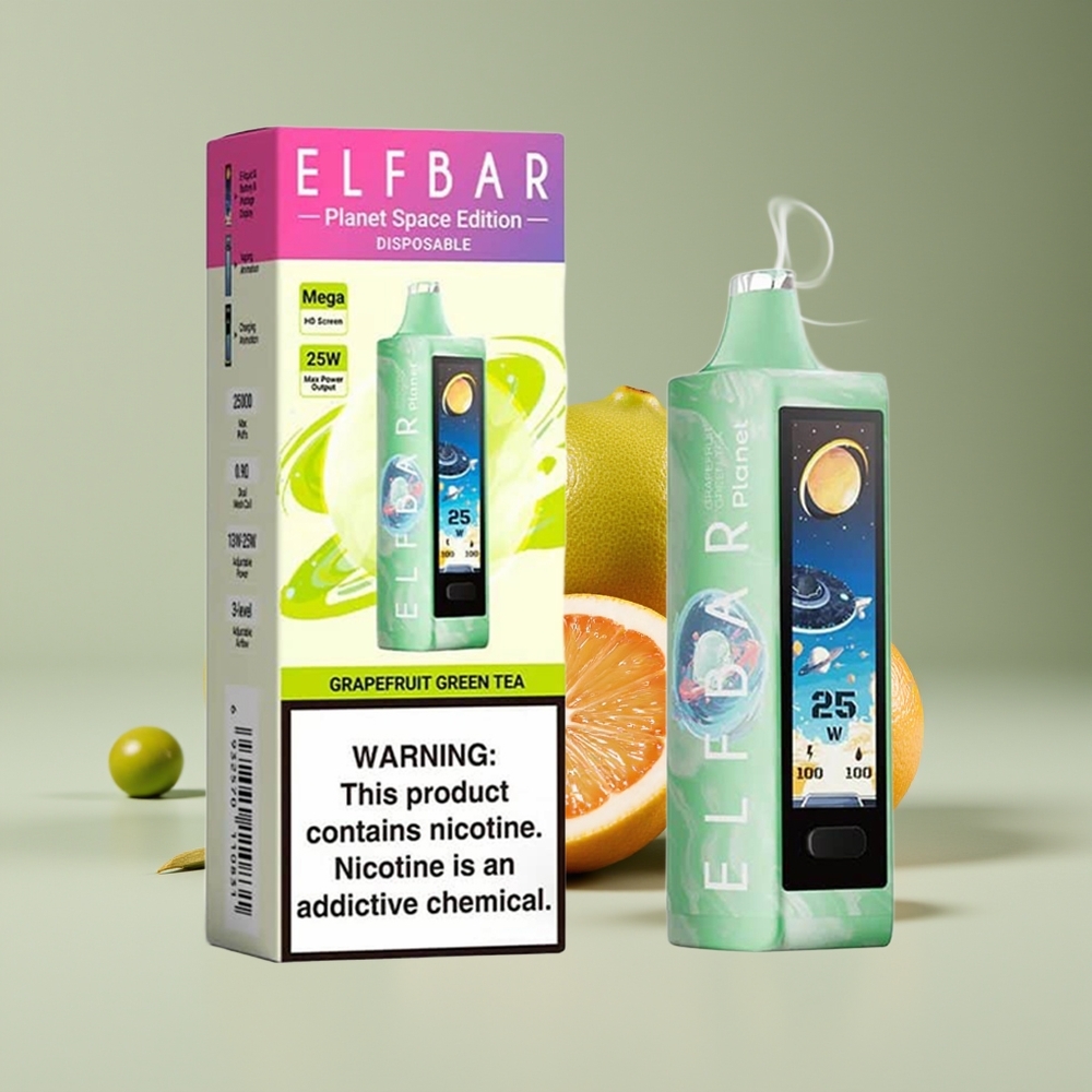 Elf Bar Planet 25000 Puffs Engros Danmark Opladbar Grapefrugt Grøn Te