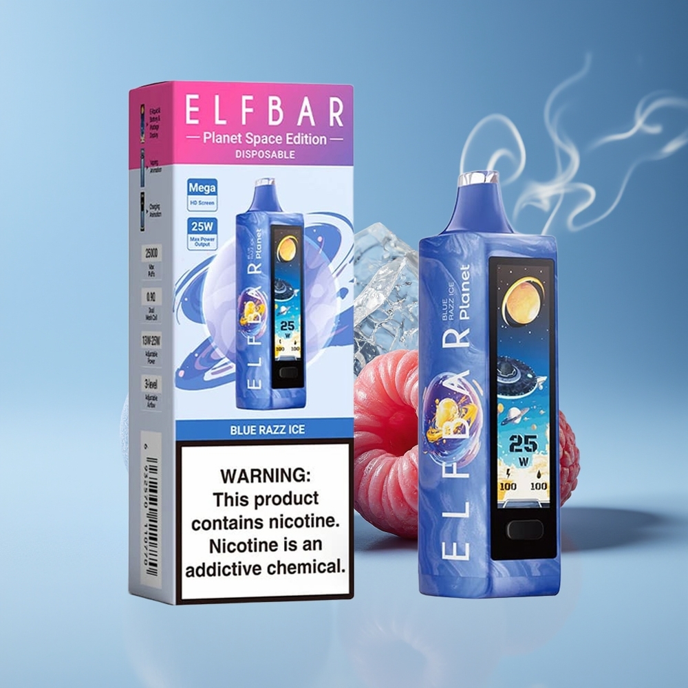 Elf Bar Planet 25000 Puffs Genopladelig Mesh Engros Danmark Blå Hindbær Is