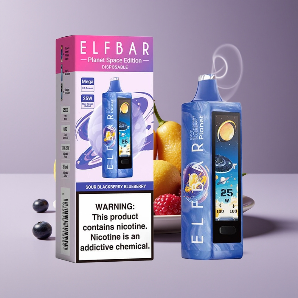 Elf Bar Planet 25000 Puffs Genopladelig Vape Sur Hindbær Blåbær Mesh Engros Danmark