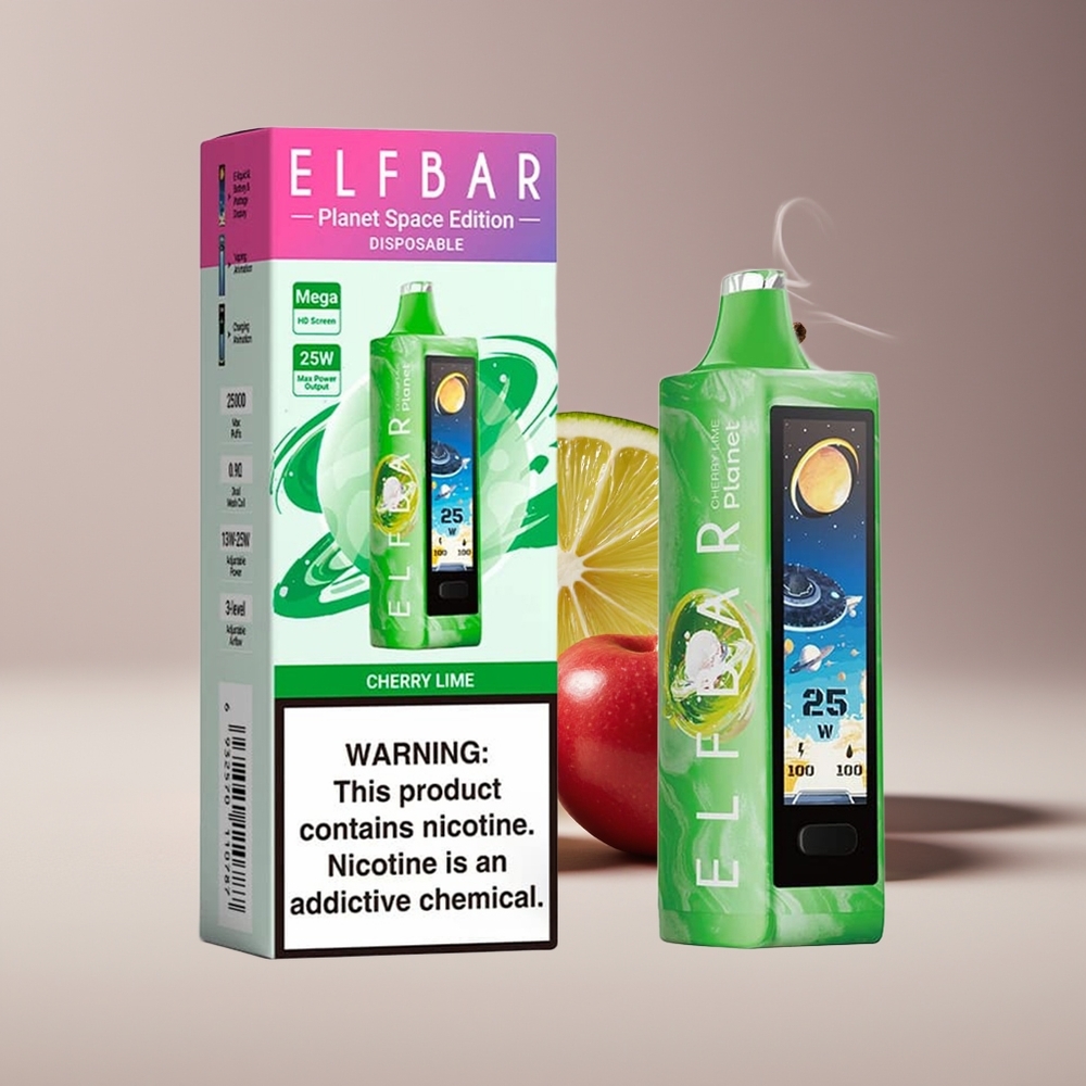 Elf Bar Planet 25000 Puffs Mesh Engros Danmark Kirsebær Lime