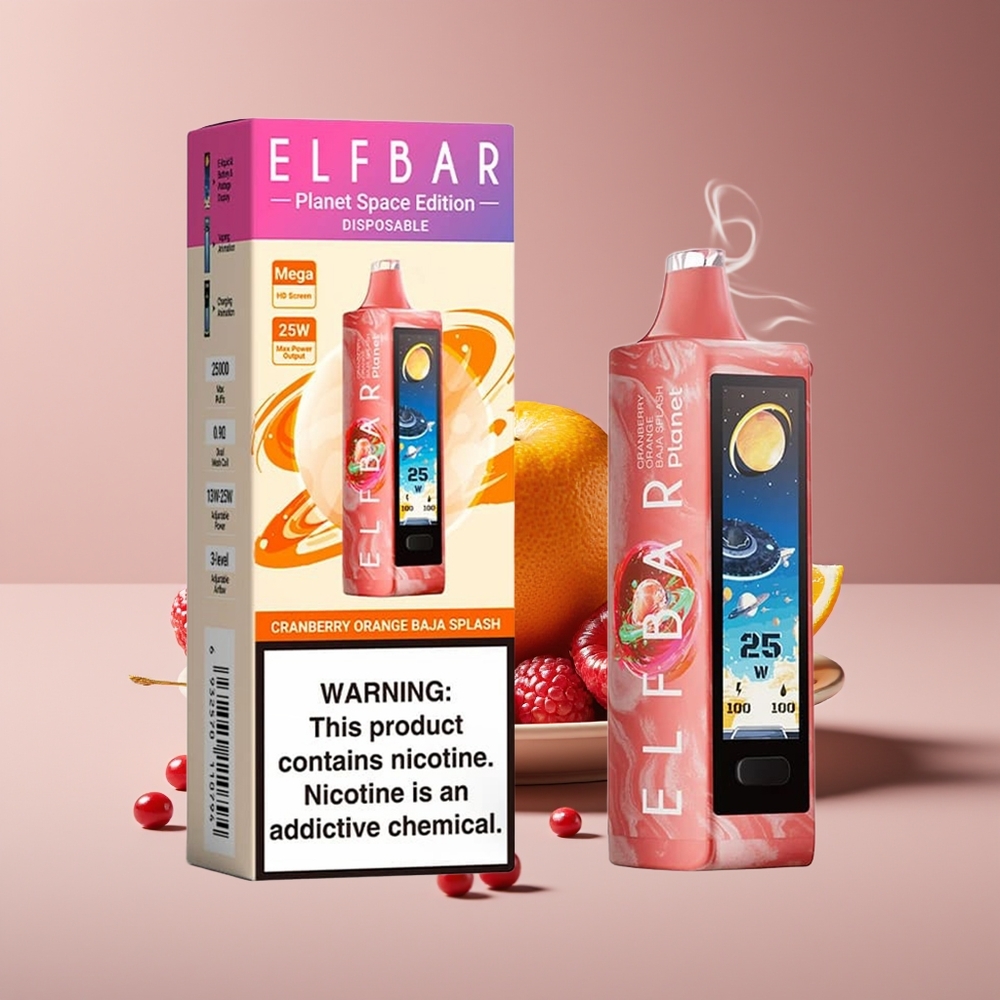 Elf Bar Planet 25000 Puffs Mesh Engros Danmark Tranebær Orange Baja Splash