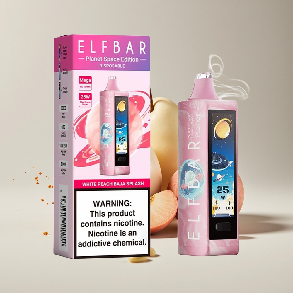Elf Bar Planet 25000 Puffs Mesh Hvid Fersken Baja Splash Engros Danmark