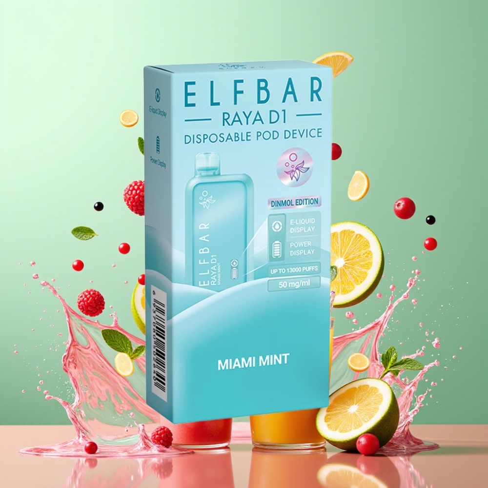 Elf Bar Raya D1 13000 Puffs Engros Danmark Genopladelig Miami Mynte