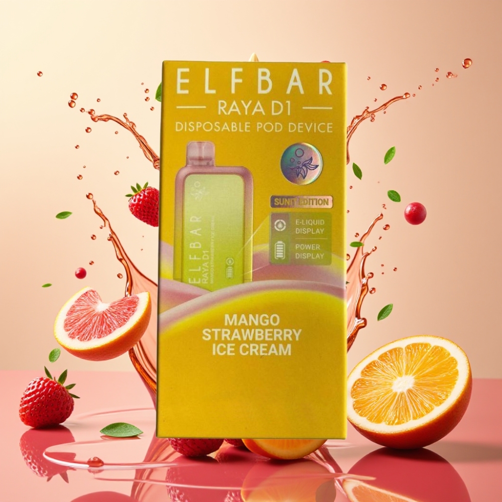 Elf Bar Raya D1 13000 Puffs Engros Danmark Mango Jordbær Iscreme Type-C Opladning