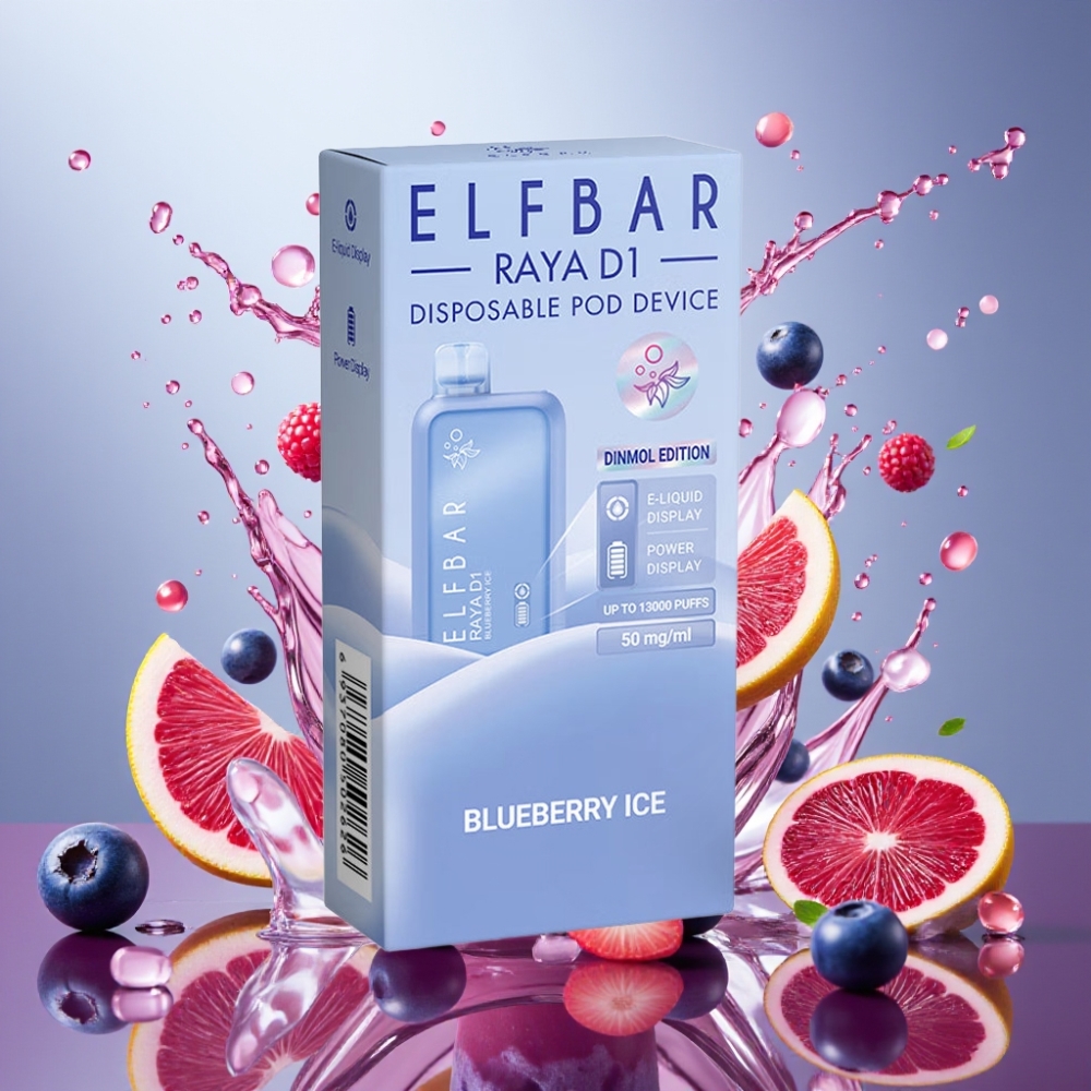 Elf Bar Raya D1 13000 Puffs Genopladelige Engros Danmark Blåbær Is