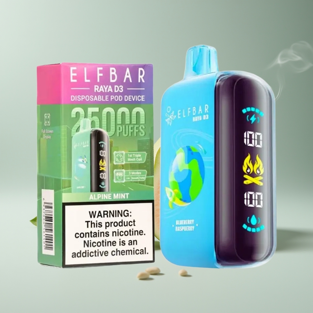 ELF BAR RAYA D3 25000 Puffs Engros Danmark Genanvendelig Vape Alpe Mynte 23ml