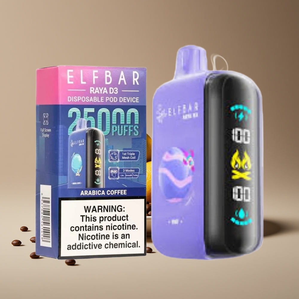 ELF BAR RAYA D3 25000 Puffs Engros Danmark Opfyldt Kaffe 23ml