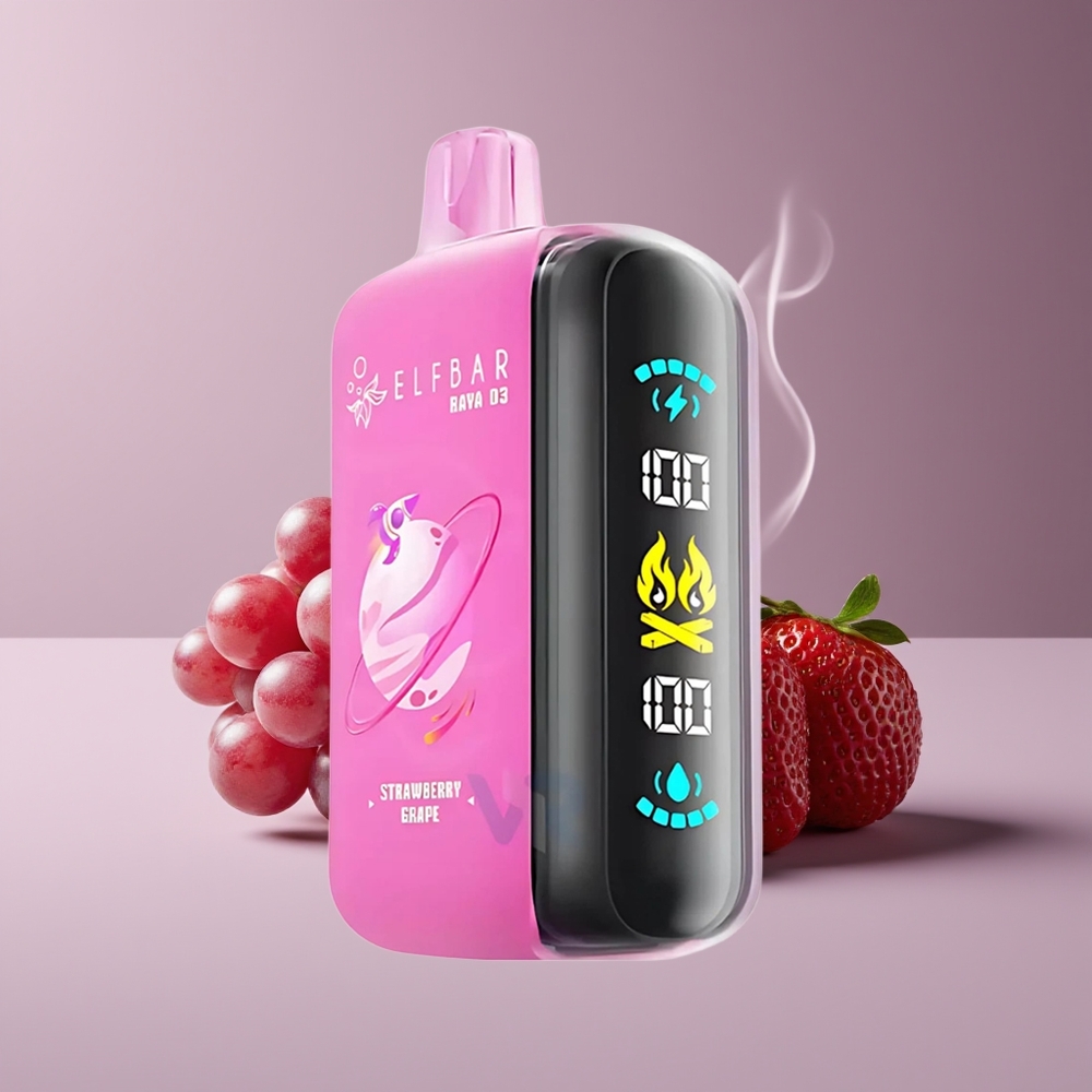 ELF BAR RAYA D3 25000 Puffs Engros Danmark Type-C Jordbær Drue