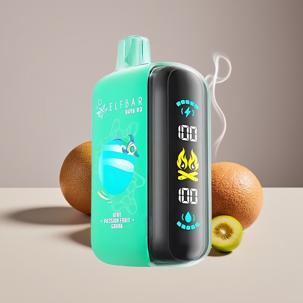 ELF BAR RAYA D3 25000 Puffs Engros Danmark Type-C Kiwi Passionsfrugt Guava
