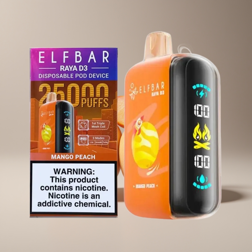 ELF BAR RAYA D3 25000 Puffs Engros Danmark Type-C Mango Fersken
