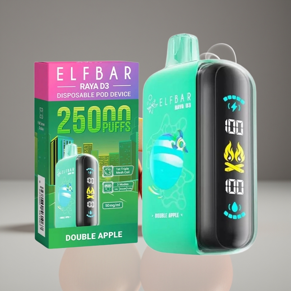 ELF BAR RAYA D3 25000 Puffs Engros Danmark Type-C Opdreven Dobbelt Æble
