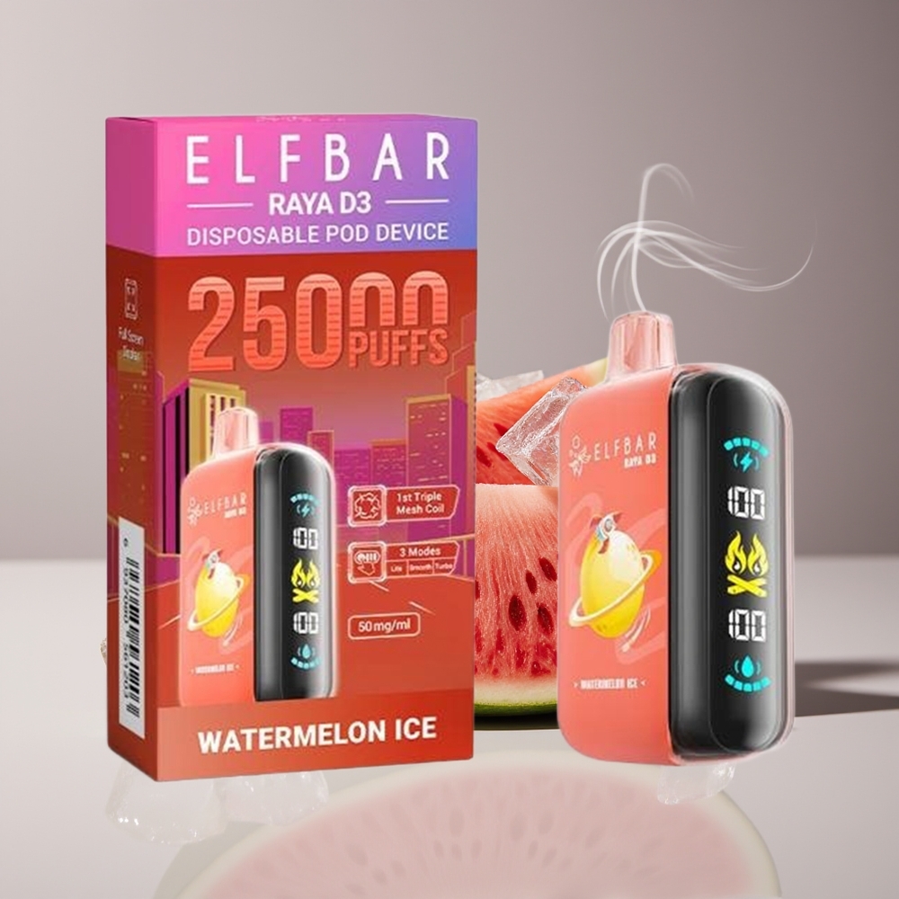 ELF BAR RAYA D3 25000 Puffs Engros Danmark Vandmelon Is Type-C Opladning