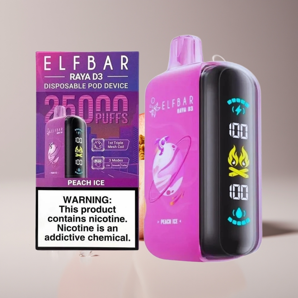 ELF BAR RAYA D3 25000 Puffs Type-C Fersken Is Engros Danmark