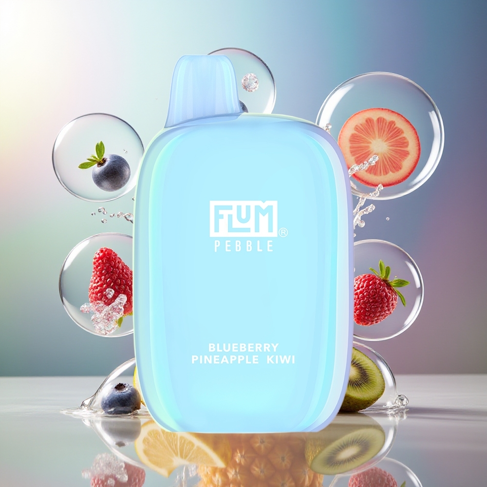 FLUM Pebble 6000 Puffs Engros Danmark Blåbær Ananas Kiwi 10ml
